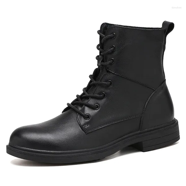 Stiefel Männer Luxus Mode Große Größe Hohe Schwarz Kuh Leder Schuhe Im Freien Nicht-slip Plattform Frühling Herbst Lange Boot botas Masculina