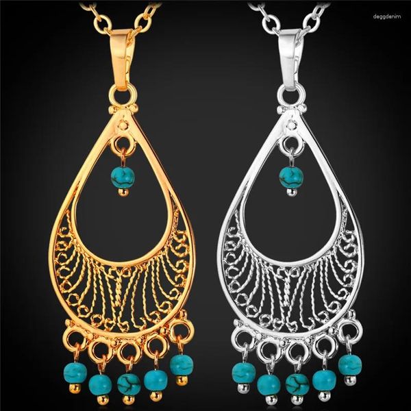 Подвесные ожерелья винтажные колье для кисточки Женщины этнические турецкие ювелирные украшения мода золотое цвет p1158