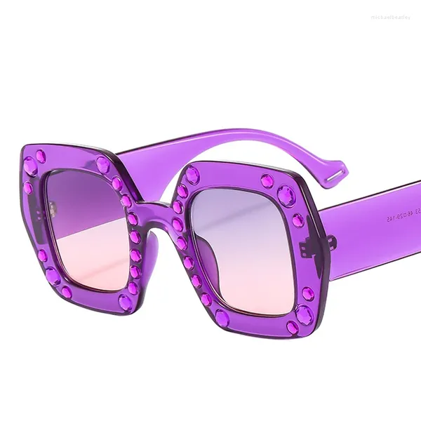 Sonnenbrille Candy Farbverlauf Quadrat Für Frauen Übergroße Polygon Kristall Dekoration Sonnenbrille Weibliche Elegante Shades