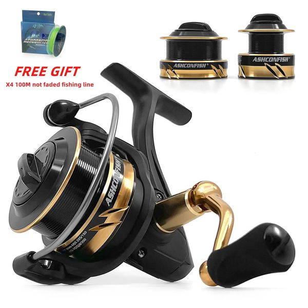 Mulinelli da pesca a mosca2 Mulinello da spinning Ashconfish Maniglia sinistra-destra 12KG Max Drag 12BB 1000H5000H Bobina metallica CNC Lunga S Spinner 231202