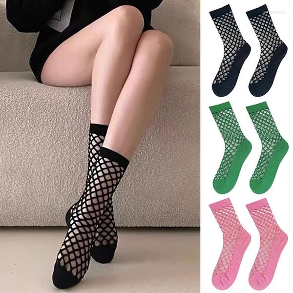 Damen-Socken, 5 Farben, kreative Netzstrümpfe, kurz, passend, atmungsaktiv, bequem, für den Sommer, täglich, Mesh-Netz, Einheitsgröße