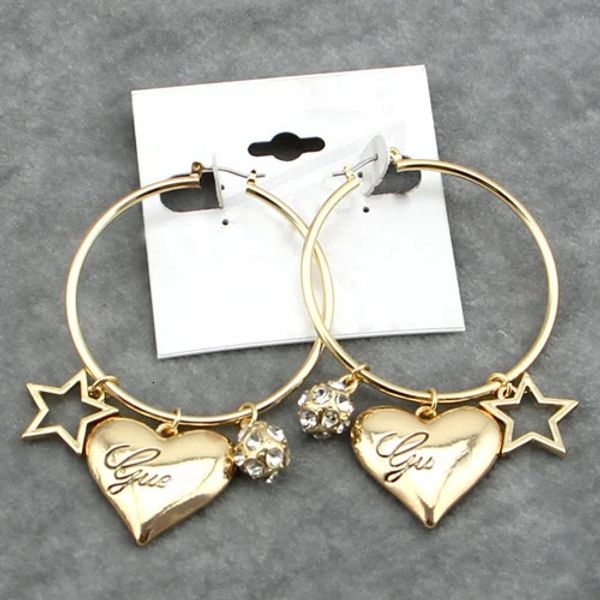 Charm Fashion Gold und Silber Farbe Kristall Runde Tropfen Ohrringe mit Liebe Herz Shinny Ball Anhänger Oversize Stern Baumeln 231201