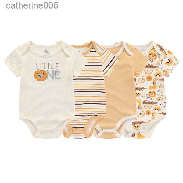 Set di abbigliamento Fetchmous 4 pz/lotto unisex cartoon neonato body ragazza carino 100% cotone vestiti neonati vestiti per bambini da 0 a 12 mesiL231202