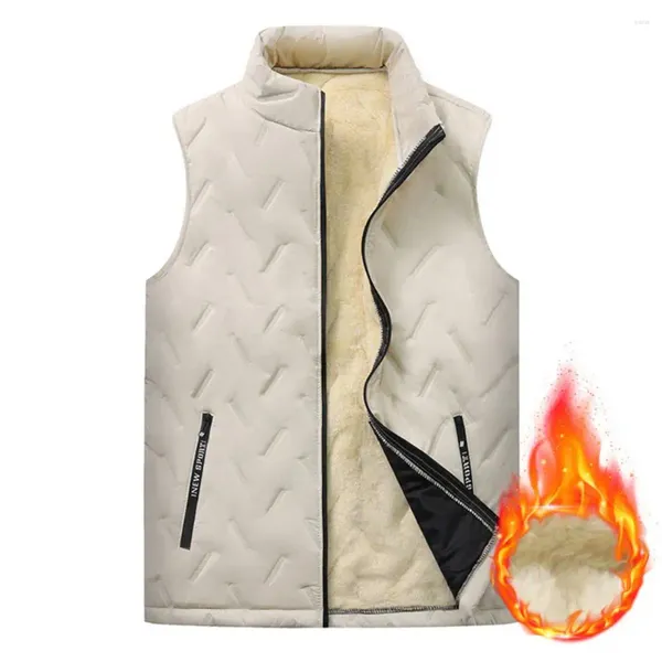 Gilet da uomo Gilet invernale da uomo Gilet in velluto Premium spesso imbottito in peluche Colletto rialzato Chiusura con cerniera antivento