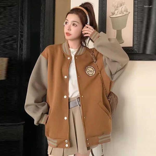 Damenjacken Lazy Style Baseball-Anzug für Frauen im Herbst und Winter American Retro Loose Fitting Casual Cardigan Ins Trendy Jacket