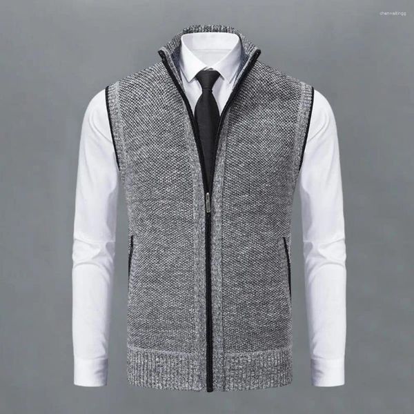 Giacche da uomo Gilet da uomo Giacca Cappotto invernale Elegante cardigan lavorato a maglia Colletto rialzato Zip Up Slim Fit Caldo di media lunghezza per l'autunno