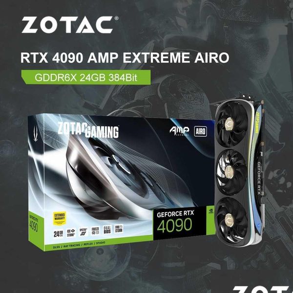 Видеокарты Zotac New Rtx 4090 Rtx4090 Карта Gddr6X Nvidia Gpu 4Nm 24 ГБ 384 бит 12 контактов Video Gamer Rgb 2235 МГц Placa De Drop Delivery Otzap