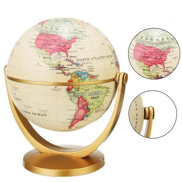 Dekoratif Nesneler Figürinler 1pc Retro Globe 360 ​​Dönen Dünya Dünya Okyanus Harita Top Antik Masaüstü Coğrafya Öğrenme Ev Okulu Dekorasyonu 231202