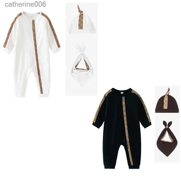 Set di abbigliamento Primavera Autunno Neonate Maschi Pagliaccetti Cotone Neonato Tute a maniche lunghe Bambini Stampati Pagliaccetto scozzese infantile Vestiti per bambiniL231202