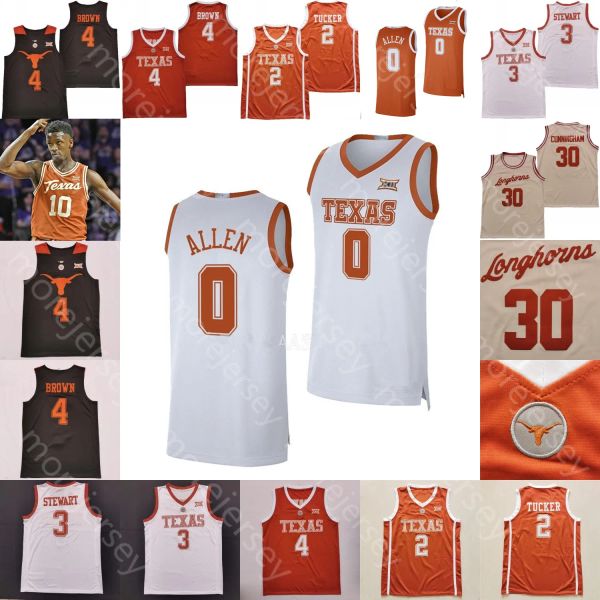 Maglia da basket personalizzata 2023 Texas Longhorns NCAA College Durant Marcus Carr Sir'Jabari Rice Timmy Allen Tyrese Hunter Bishop Dylan Disu Ba