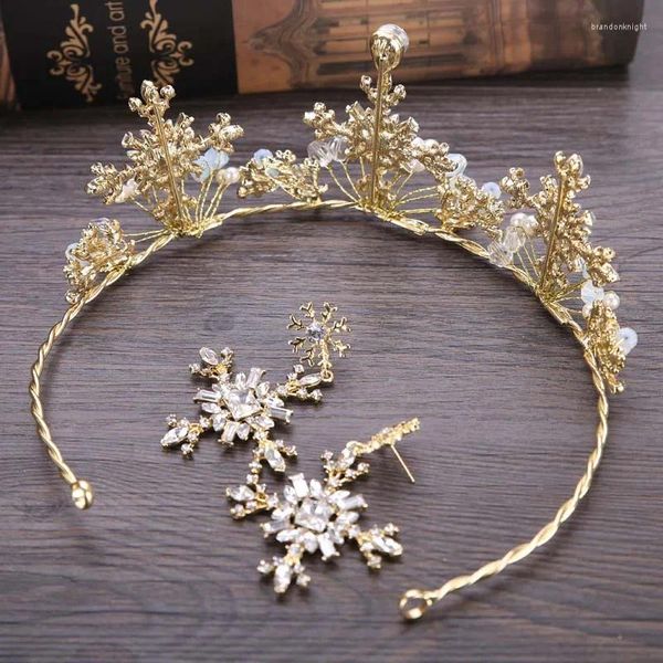 Halskette Ohrringe Set High-End Brautschmuck Kreuz Barock Krone Hochzeit Frauen Kristall Haar Party Geschenk NA