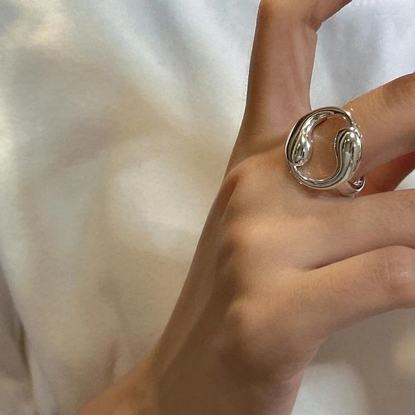 Кольца кластера из стерлингового серебра 925 пробы, корейская версия, нишевый дизайн, кольцо для тай-чи, модная текстура, стиль блоггера, тяжелая промышленность