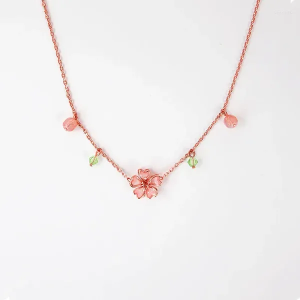 Ожерелья с подвесками, простые милые цветы вишни для женщин Mori Romatnic, сладкий хороший подарок, розовый цветок на шею, модные украшения