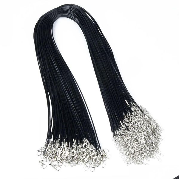 Cavo di filo 100 pezzi / lotto 1,5 mm 2 mm Collana di serpente in pelle di cera nera Cord String Rope Wire Chain per la creazione di gioielli di moda fai da te in Bk 45 Dha5X