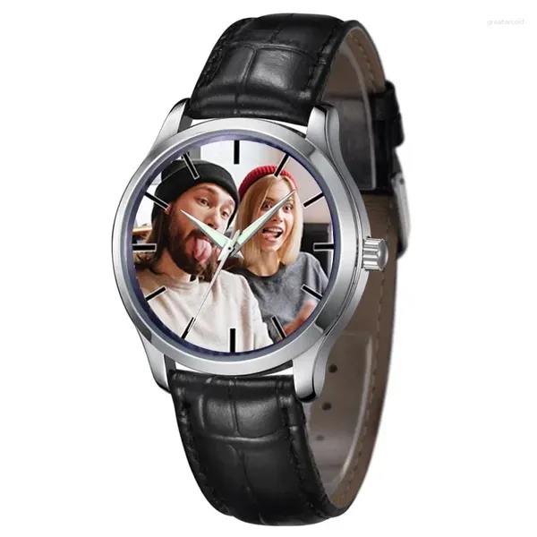 Orologi da polso A3324m Stampa personalizzata Po con foto Orologi da uomo in pelle Orologio al quarzo da uomo di lusso impermeabile Relogio Masculino Esportivo Orologio