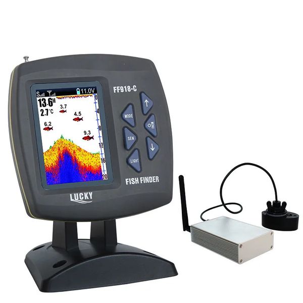 Fish Finder LUCKY Wireless Boating FF918-CWLS Portata di 980 piedi 45 gradi Portata operativa wireless Pesca con telecomando Fish Finder 231201