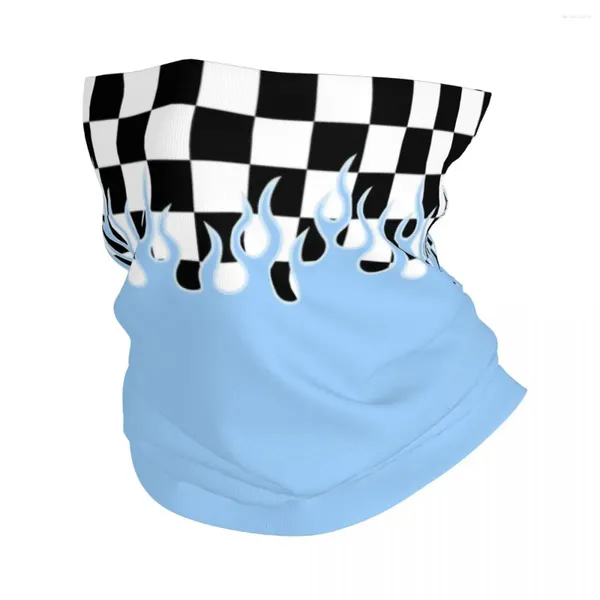 Schals, kariertes blaues Feuer, Hip-Hop-Bandana, Halstuch, bedruckte Flammen, Maske, Schal, warme Kopfbedeckung, Radfahren, Unisex, Erwachsene, atmungsaktiv