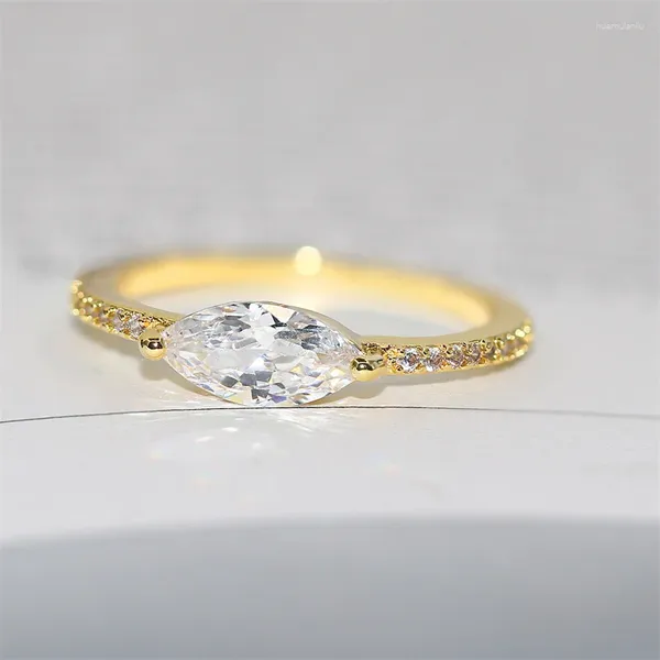 Обручальные кольца с одинарным конским глазом в огранке «маркиза», тонкие для женщин, серебряные, золотые, белые, с цирконом, многослойные кольца, минималистское кольцо