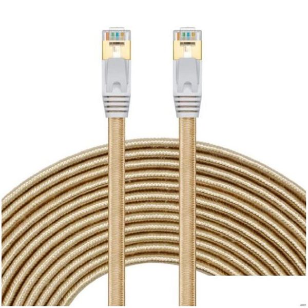 Conectores de cabo de rede Cat 7 Ethernet Nylon trançado 1M 5Ft 16Ft de alta velocidade profissional banhado a ouro Plug Stp Wires Drop Delivery Com Otvdl