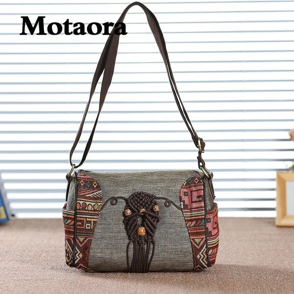 Abendtaschen MOTAORA Damen Leinwand Handtasche Mädchen Chinesischen Stil Crossbody Für Frauen Vielseitige Freizeit Handgemachte Weibliche Geldbörse 231201