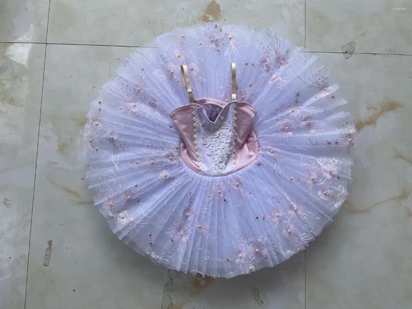 Abbigliamento da palcoscenico Tutù per pancake Gonna per bambini Costumi di danza del ventre Abito da ricamo per prestazioni Gonne da balletto professionali rosa