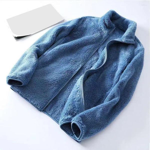 Jaquetas masculinas unisex casaco de pelúcia dupla face espessada jaqueta de pele falsa para outono inverno mulheres homens gola streetwear