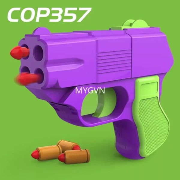 COP357 Cenoura Brinquedo Arma Shell Ejeção Balas Macias Lançador Mini Tamanho Manual de Disparo Pistola Portátil Modelo Crianças Adulto Coleção de Presente Prop