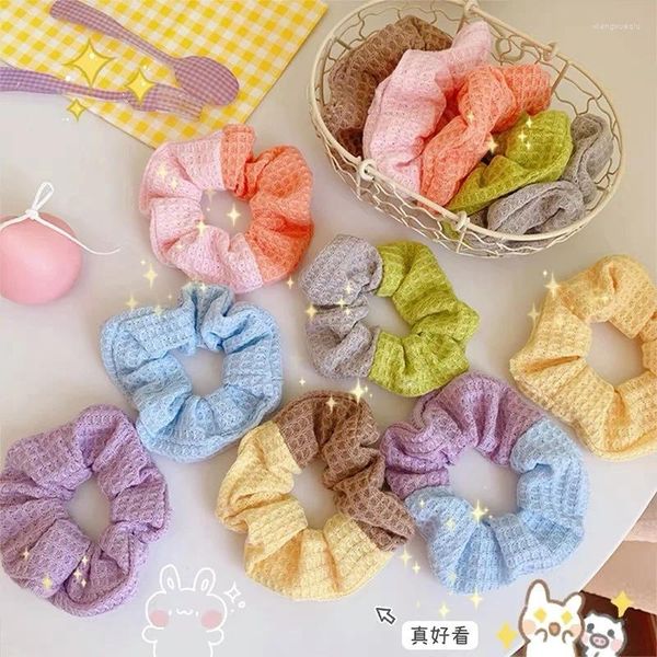 Acessórios de cabelo outono inverno cor pano xadrez doce grande scrunchies alta faixa elástica para menina bonito fada bun rabo de cavalo laços de borracha festa