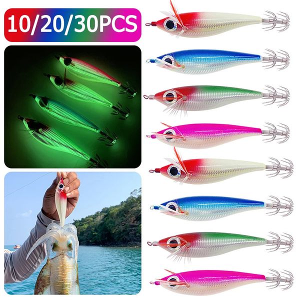 Esche Esche 1030 pz 10 CM 10G Gamberetti Richiamo di Pesca Calamari Jig Legno Artificiale Gamberetti Gancio Seppie Polpo 231202