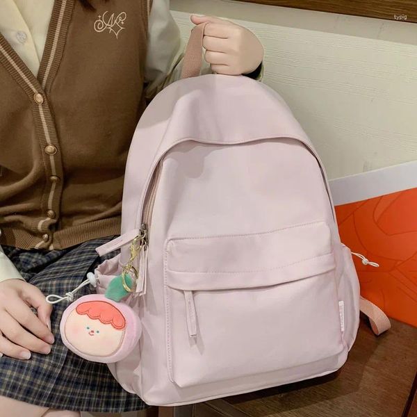 Sacos escolares mochila feminina cor sólida feminino casual saco de viagem de alta qualidade mochila para adolescente livro mochila kawaii náilon