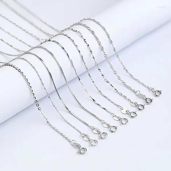 Ciondoli 7 stile classico catena di base argento sterling 925 semplice chiusura a moschettone regolabile 40 5 cm collana gioielleria raffinata per le donne RHN1149