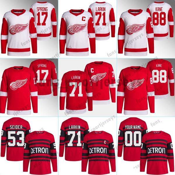 Ucuz 88 Patrick Kane Ters Retro Hokey Forması 93 Alex Debrincat 71 Dylan Larkin Moritz Seider David Perron Gordie Howe Pavel Datsyuk Steve Yzerman Lucas Raymond