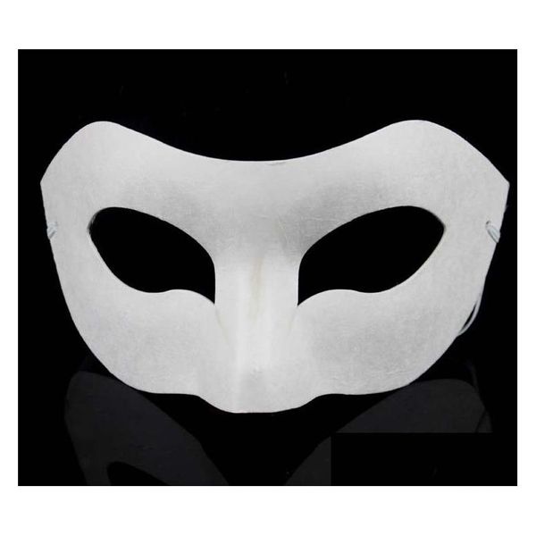 Máscaras de festa festa branca meia máscara facial halloween papel em branco zorro diy hip-hop pintado à mão máscaras presentes de natal 50 pçs / lote gota deliv dh7pz