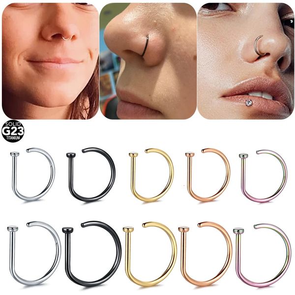 Burun Halkaları Saplamalar 10pcs/Lot D Şeker Nariz Septum Yüzükler Çember 20G 18G Dudak Burun deliği Saplama Kartilaj Piercingleri Sahte Burun Halkaları Takı 231201