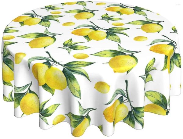 Tischdecke, gelbe Tischdecke, rund, 152,4 cm, für Frühling und Sommer, Küchendekoration, für Urlaub, Esszimmer, dekorative Terrasse