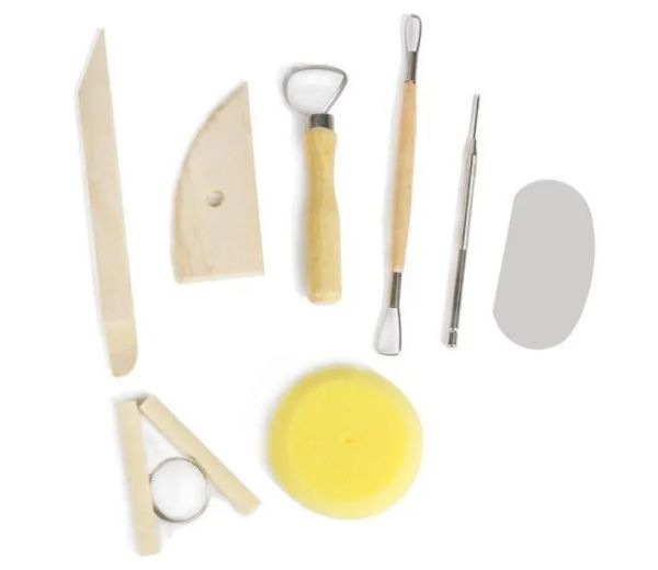 Utensili per ceramica fai-da-te Strumenti per stampaggio ceramica argilla - Set di strumenti per spugna di legno in acciaio inossidabile per forniture per lavori manuali domestici BJ