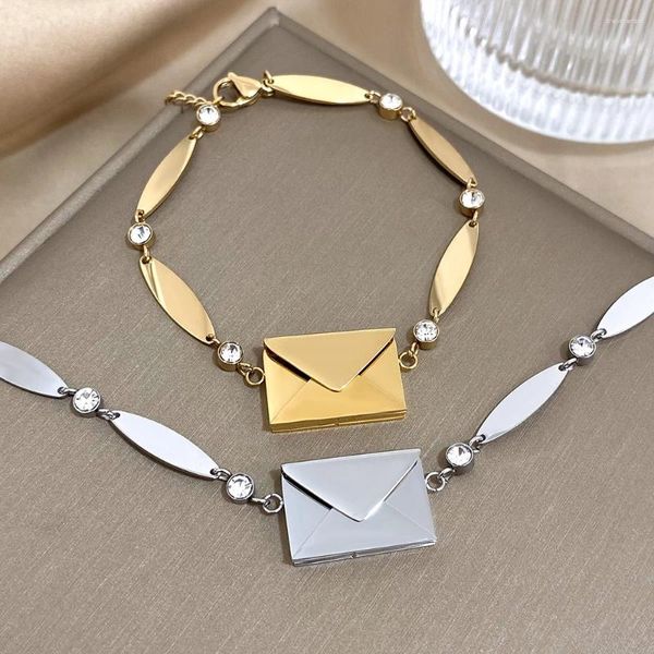 Bangle DODOHAO INS Aço Inoxidável Aberto Fechar Nenhuma Carta Amor Livro Pulseiras Pulseiras Para Mulheres Charme Em Branco Para Gravar