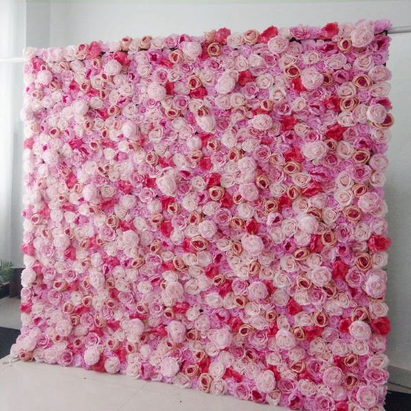 5D rote Rose Pfingstrose Hortensie Tuch aufrollen Blumen Wand Stoff hängen Vorhang Pflanze Wand Event Party Hochzeit Hintergrund Deco Prop 034