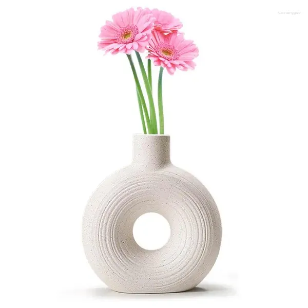 Vasen, nordische kreisförmige hohle Keramikvase, Blumentopf, Heimdekoration, Zubehör, Büro, Küche, Wohnzimmer, Innendekoration