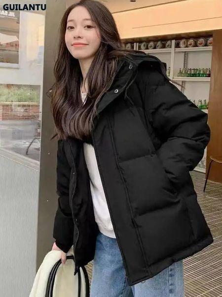 Frauen Unten Parkas Herbst Winter Jacke Für Frauen Koreanischen Stil Mode Mit Kapuze Zipper Kurze Frau Dicke Baumwolle Gefütterte Mantel weibliche 231201