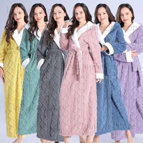 Mulheres Robe Pijamas Flanela Onesies Mulheres Outono Inverno Sono Homens Casal Grosso Cardigan Velvet Lounge Flanela Pijamas Homewear T231202