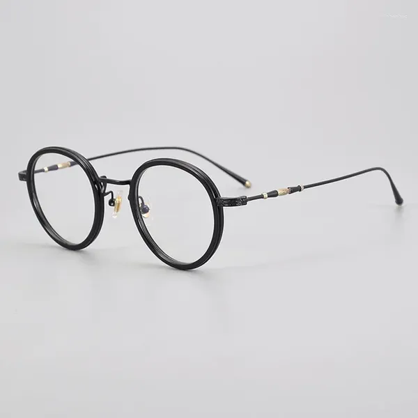 Óculos de sol quadros marca italiana puro titânio bambu design redondo óculos quadro masculino rlt5920 prescrição óculos feminino miopia óptica