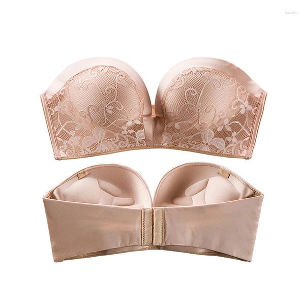 Abito da yoga Reggiseno senza spalline Abito da sposa Abito intero sexy da donna Intimo senza cuciture Push Up Pizzo Invisibile Lingerie senza schienale Chiusura posteriore