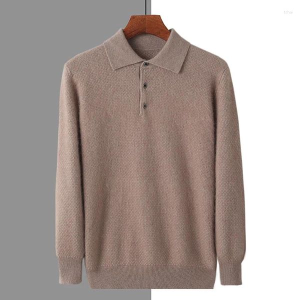 Erkek Sweaters Sonbahar ve Kış Mink Velvet Örme Süveter Külot Polo Boyun Düz Renk Gevşek Moda Üstü