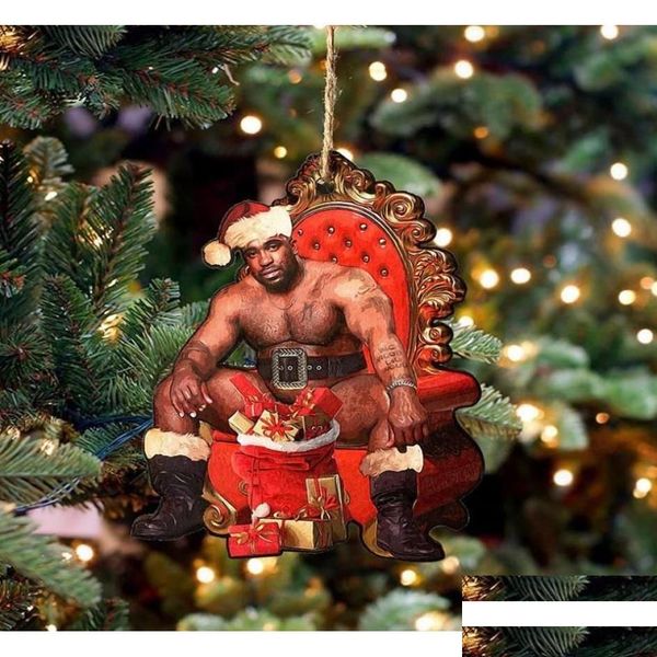 Decorazioni natalizie in legno Mr Barry Wood Meme Ciondolo albero di Natale Divertente ornamento appeso Decorazioni per l'anno domestico6032557 Consegna di goccia Dhzdx