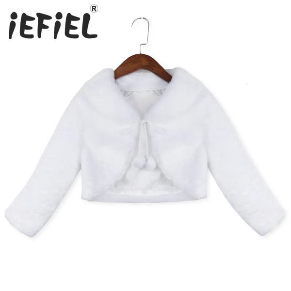 Gewatteerde jas Meisjes jassen Winter Warme bovenkleding Nepbont Lange mouwen Kinderbabymode Bolero voor verjaardagsfeestje Bloemenjurk 231202