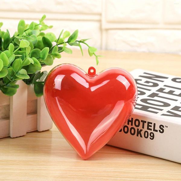 Confezione regalo 9 pezzi Scatola di palline di caramelle rosse a forma di cuore Cuore di plastica Mini per decorazioni per l'albero di Natale di San Valentino