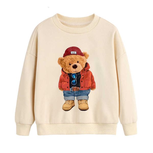 Kinderkleidung Herbst/Winter neues Rundhals-bedrucktes Cartoon-Kinderpullover aus reiner Baumwolle Hoodie-Top Eltern-Kind-Outfit