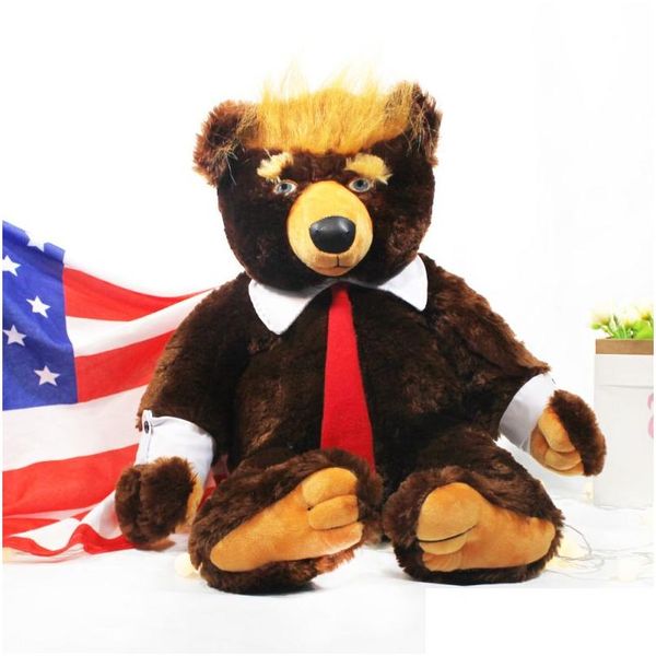 Animais de pelúcia recheados 60cm Donald Trump Bear Brinquedos Cool EUA Presidente com bandeira Cute Animal Bonecas Brinquedo Crianças Presentes LJ200902 Drop Delivery Dhknb