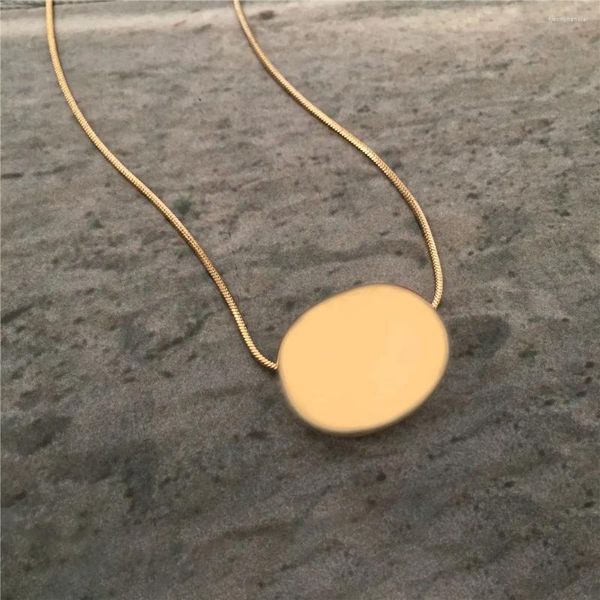 Colares Pingente Minimalista Colar Redondo Elegante Banhado A Ouro À Prova De Ferrugem Clavícula Charme Jóias